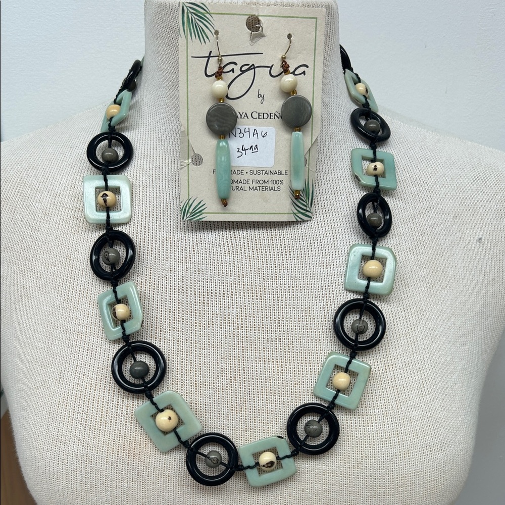 Tagua by Maya Ceden Green and Black Necklace